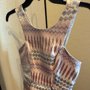 BCBGeneration Size 0 pink, beige, baby blue, gold and red cocktail dress